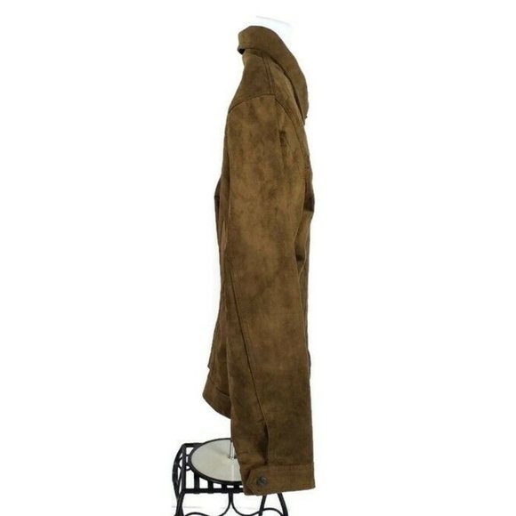 A Collezioni Brown Faux Suede Fully Lined Zip Front Jacket Mens XXL NWT - Picture 5 of 14